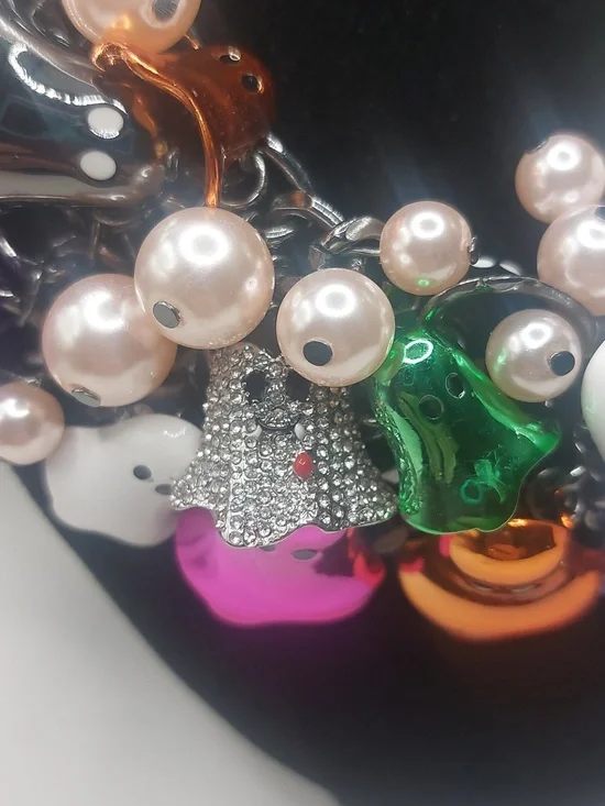 Betsey Johnson Halloween Colorful Ghosts Chunky Bib Statement Necklace - Picture 13 of 16